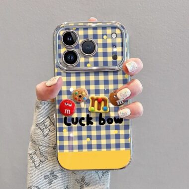 Plaid 3D bead bracelet shockproof iPhone 17 silicone case