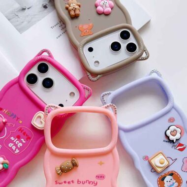 Cute 3D cartoon rubber shockproof iPhone 17 case