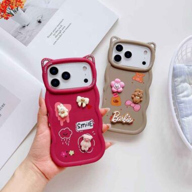 Cute 3D cartoon rubber shockproof iPhone 17 case