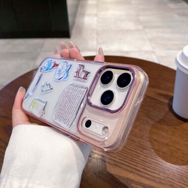 Cute 3D graffiti transparent iPhone 17 full cover case
