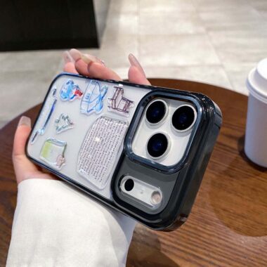 Cute 3D graffiti transparent iPhone 17 full cover case