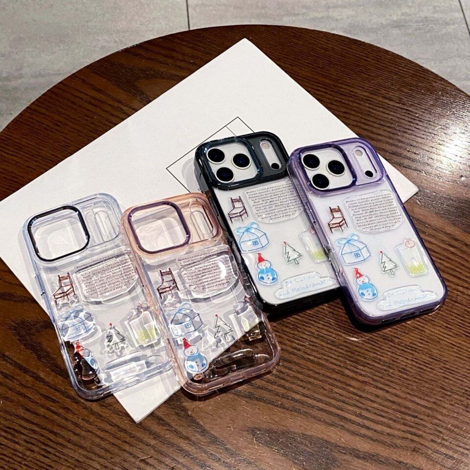 Cute 3D graffiti transparent iPhone 17 full cover case