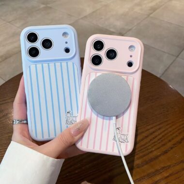 Striped Afghan hound magnetic liquid silicone iPhone 17 Pro case