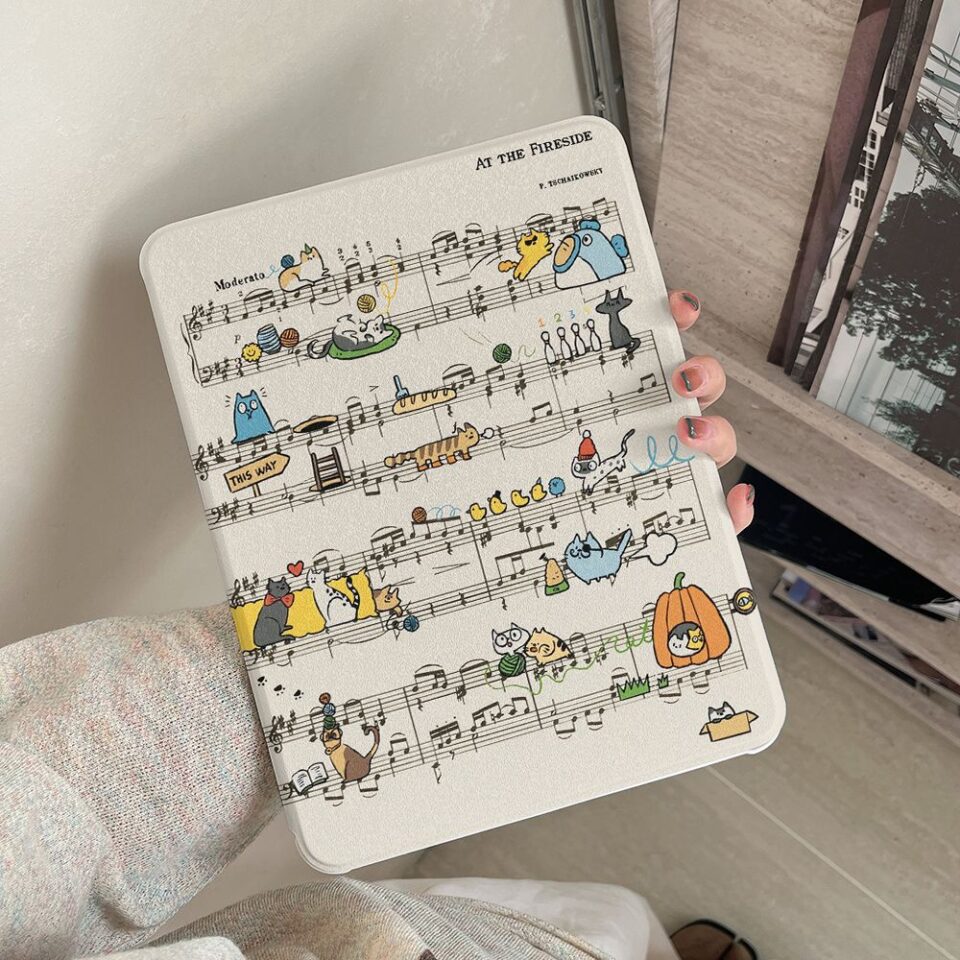 Cartoon animal music score 360 rotating iPad case