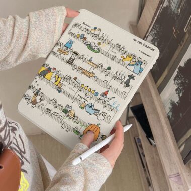 Cartoon animal music score 360 rotating iPad case