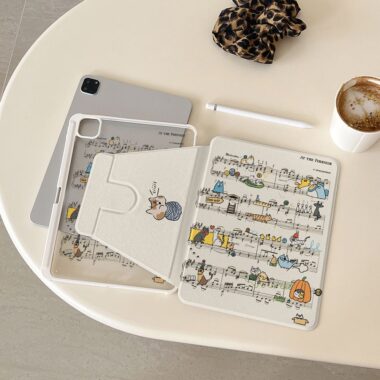 Cartoon animal music score 360 rotating iPad case