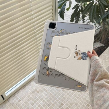 Cartoon animal music score 360 rotating iPad case