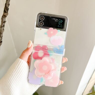 Oil painting flower gradient lanyard Samsung Z Flip6 shockproof case