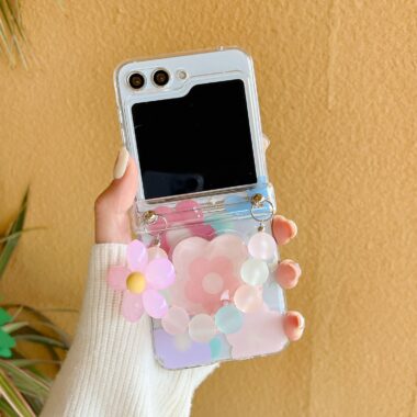 Oil painting flower gradient lanyard Samsung Z Flip6 shockproof case