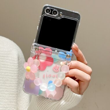 Oil painting flower gradient lanyard Samsung Z Flip6 shockproof case