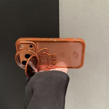 3D astronaut electroplated clear stand shockproof iPhone 17 case