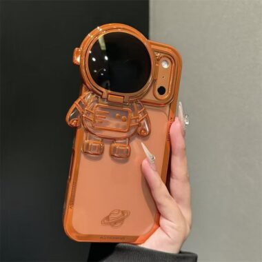 3D astronaut electroplated clear stand shockproof iPhone 17 case