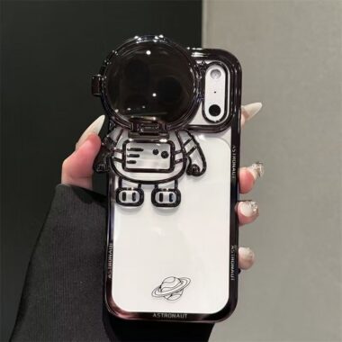 3D astronaut electroplated clear stand shockproof iPhone 17 case