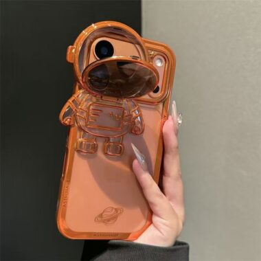 3D astronaut electroplated clear stand shockproof iPhone 17 case