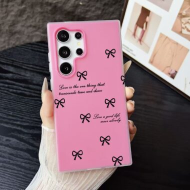 Black bow full cover shockproof Samsung phone case