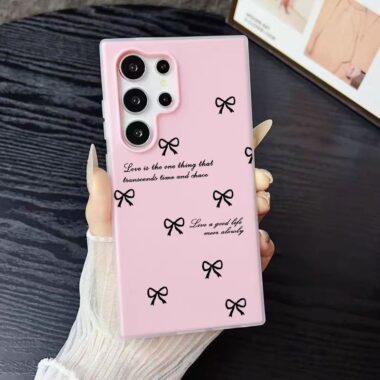 Black bow full cover shockproof Samsung phone case