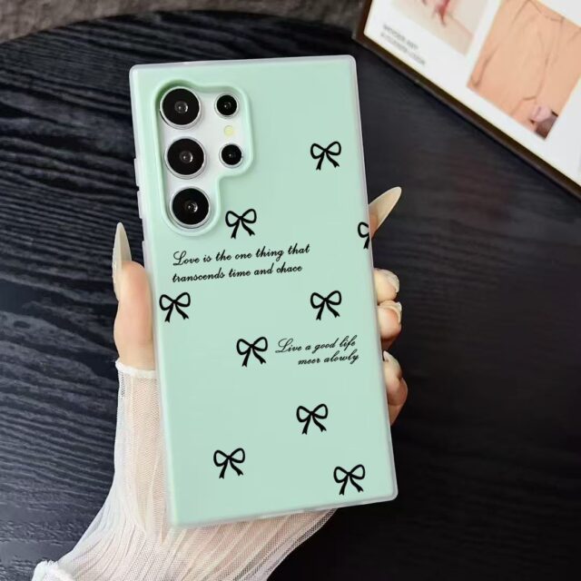 Black bow full cover shockproof Samsung phone case