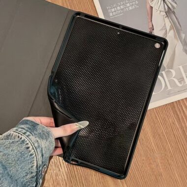 Black cat English newspaper shockproof full cover iPad case