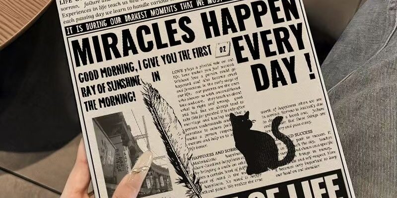 Black cat English newspaper shockproof full cover iPad case