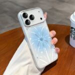 Blue firework shockproof iPhone 17 case with lens protector