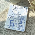 Cartoon blue line cat 360 rotating shockproof iPad case