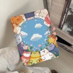 Cartoon blue sky cat Y fold tri fold shockproof iPad case