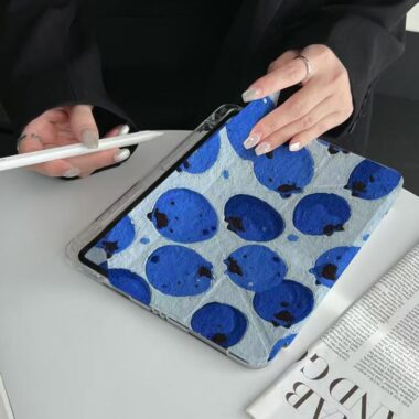Blueberry pattern Y fold tri fold shockproof iPad case