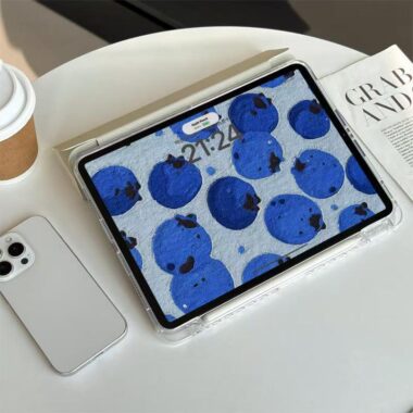 Blueberry pattern Y fold tri fold shockproof iPad case