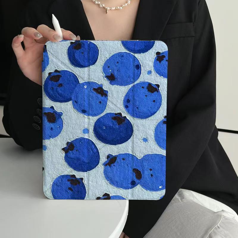 Blueberry pattern Y fold tri fold shockproof iPad case