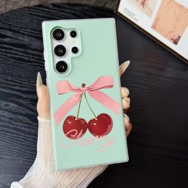 Bow cherry shockproof silicone Samsung phone case