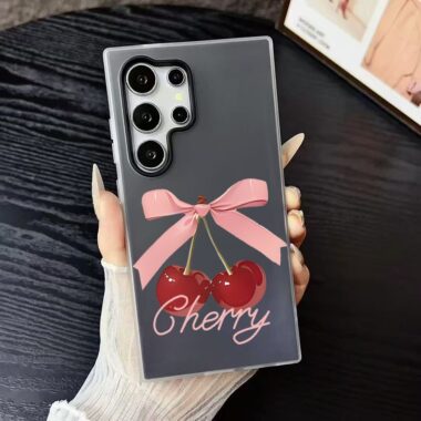 Bow cherry shockproof silicone Samsung phone case