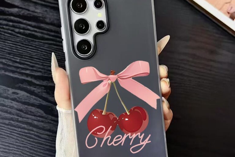 Bow cherry shockproof silicone Samsung phone case