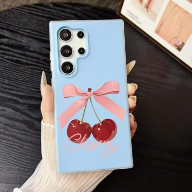Bow cherry shockproof silicone Samsung phone case