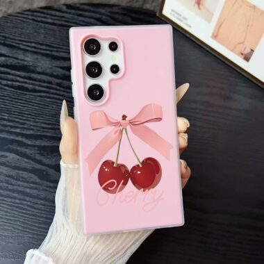 Bow cherry shockproof silicone Samsung phone case