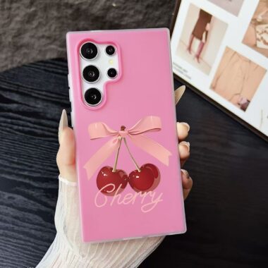Bow cherry shockproof silicone Samsung phone case