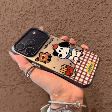 Cartoon plaid burger puppy color silver iPhone 17 case