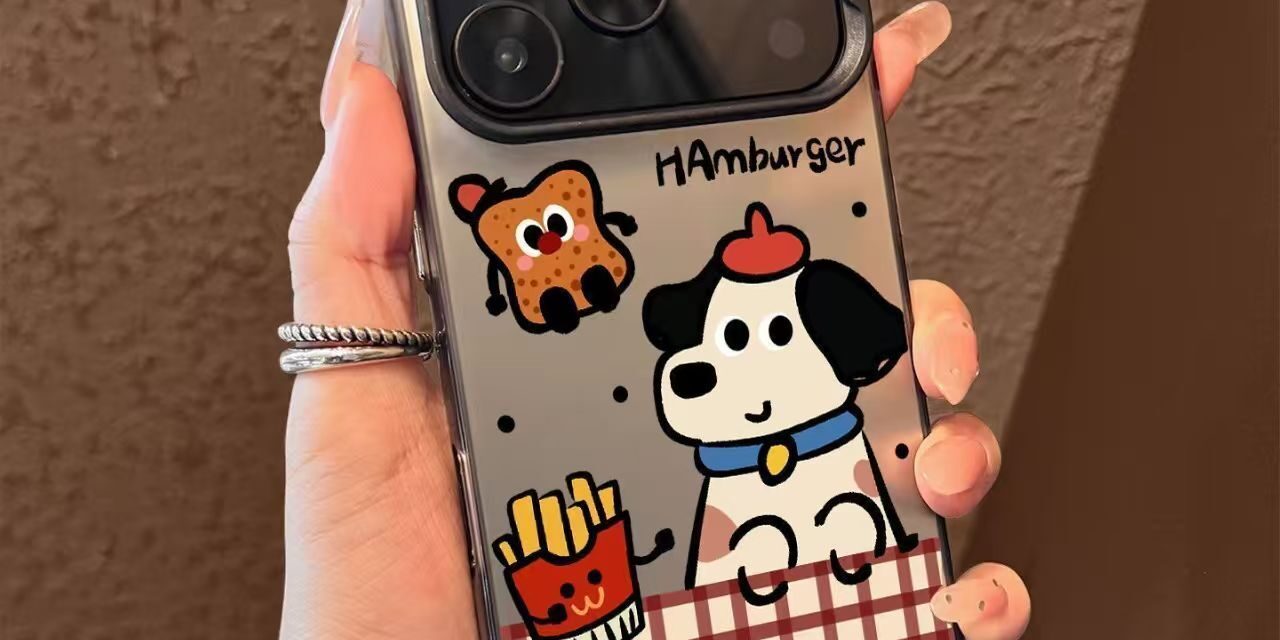 Cartoon plaid burger puppy color silver iPhone 17 case