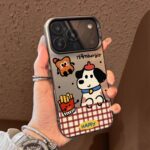 Cartoon plaid burger puppy color silver iPhone 17 case