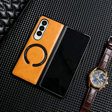 Vintage genuine leather magnetic Samsung Z Fold case