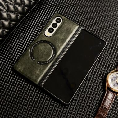Vintage genuine leather magnetic Samsung Z Fold case