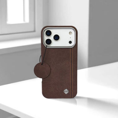 Luxury genuine leather magnetic wireless charging iPhone 17 case