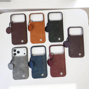 Luxury genuine leather magnetic wireless charging iPhone 17 case