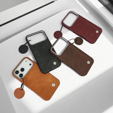 Luxury genuine leather magnetic wireless charging iPhone 17 case