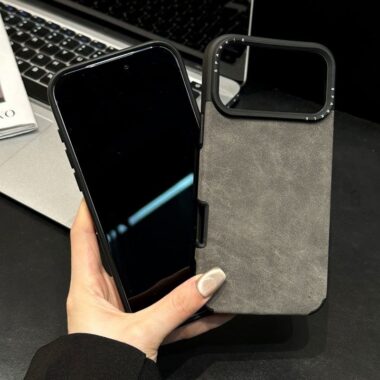 Solid color business leather shockproof iPhone 17 case