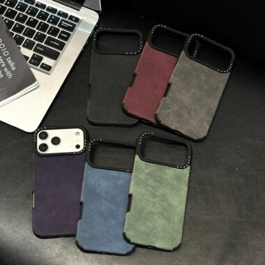Solid color business leather shockproof iPhone 17 case