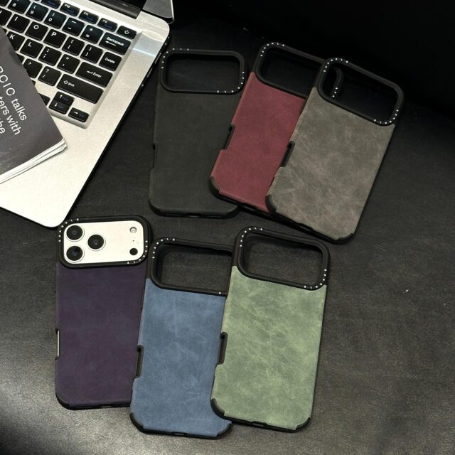 Solid color business leather shockproof iPhone 17 case