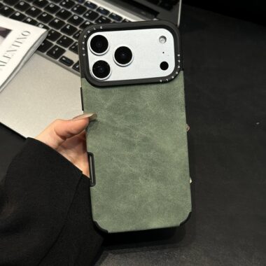 Solid color business leather shockproof iPhone 17 case