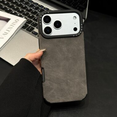 Solid color business leather shockproof iPhone 17 case