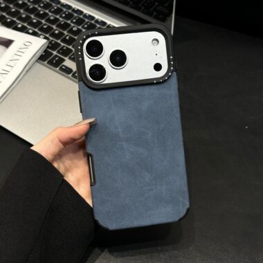 Solid color business leather shockproof iPhone 17 case