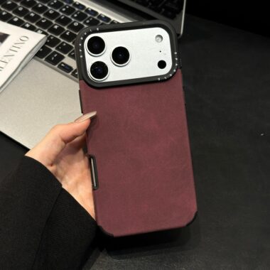 Solid color business leather shockproof iPhone 17 case
